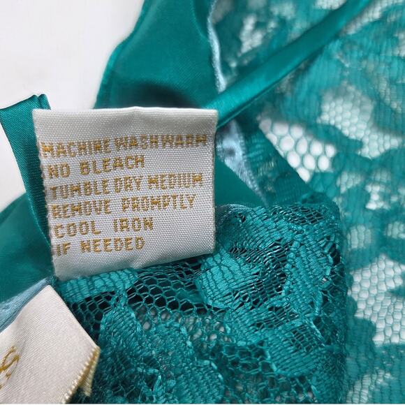 Victorias Secret Vintage Gold Label Floral Sheer Lace Small Green Teddy Lingerie - Picture 14 of 14